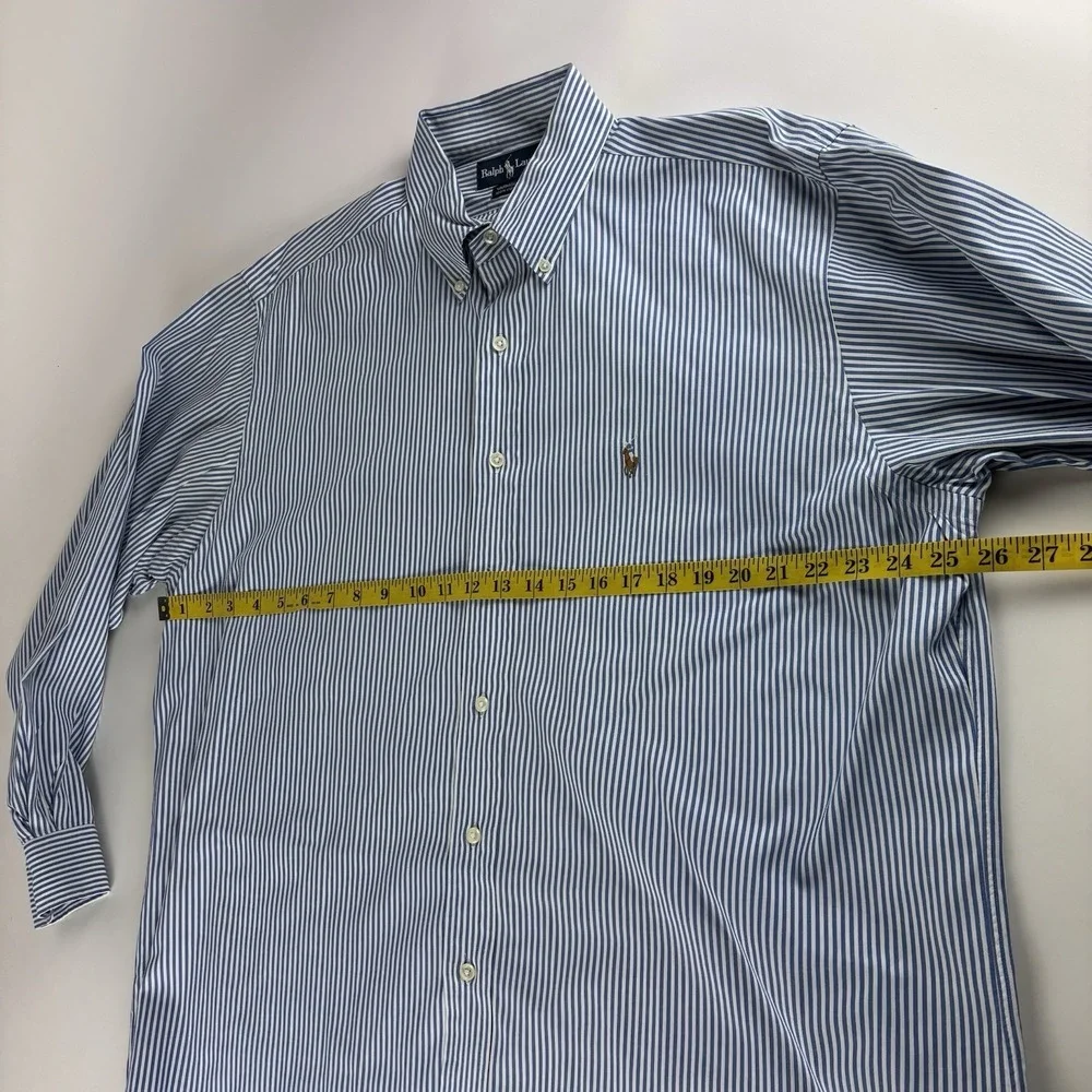 Ralph Lauren Yarmouth Pinpoint Oxford Shirt Mens 17-35 Blue Flesh Pony Preppy